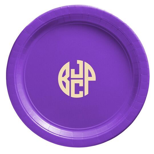 4 Initial Rounded Monogram Paper Plates